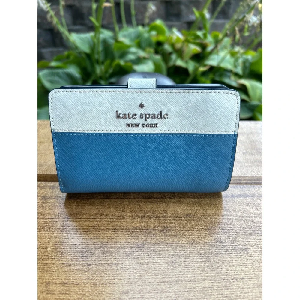 Kate Spade Staci Niagara Blue Colorblock Crossbody Bag Wallet Set EUC Designer